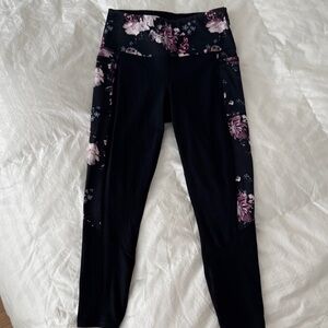 Skechers Black Leggings with Floral Design